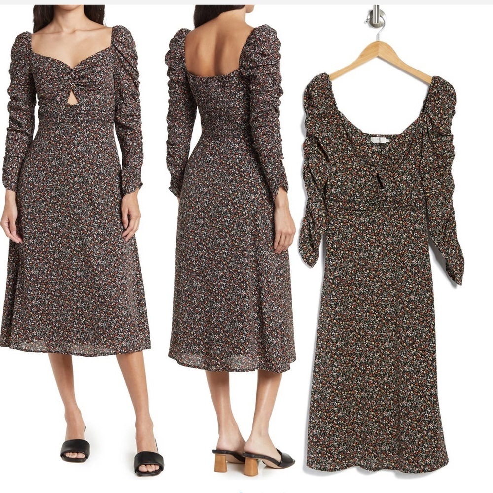 ASTR THE LABEL wist Front Long Sleeve Dress